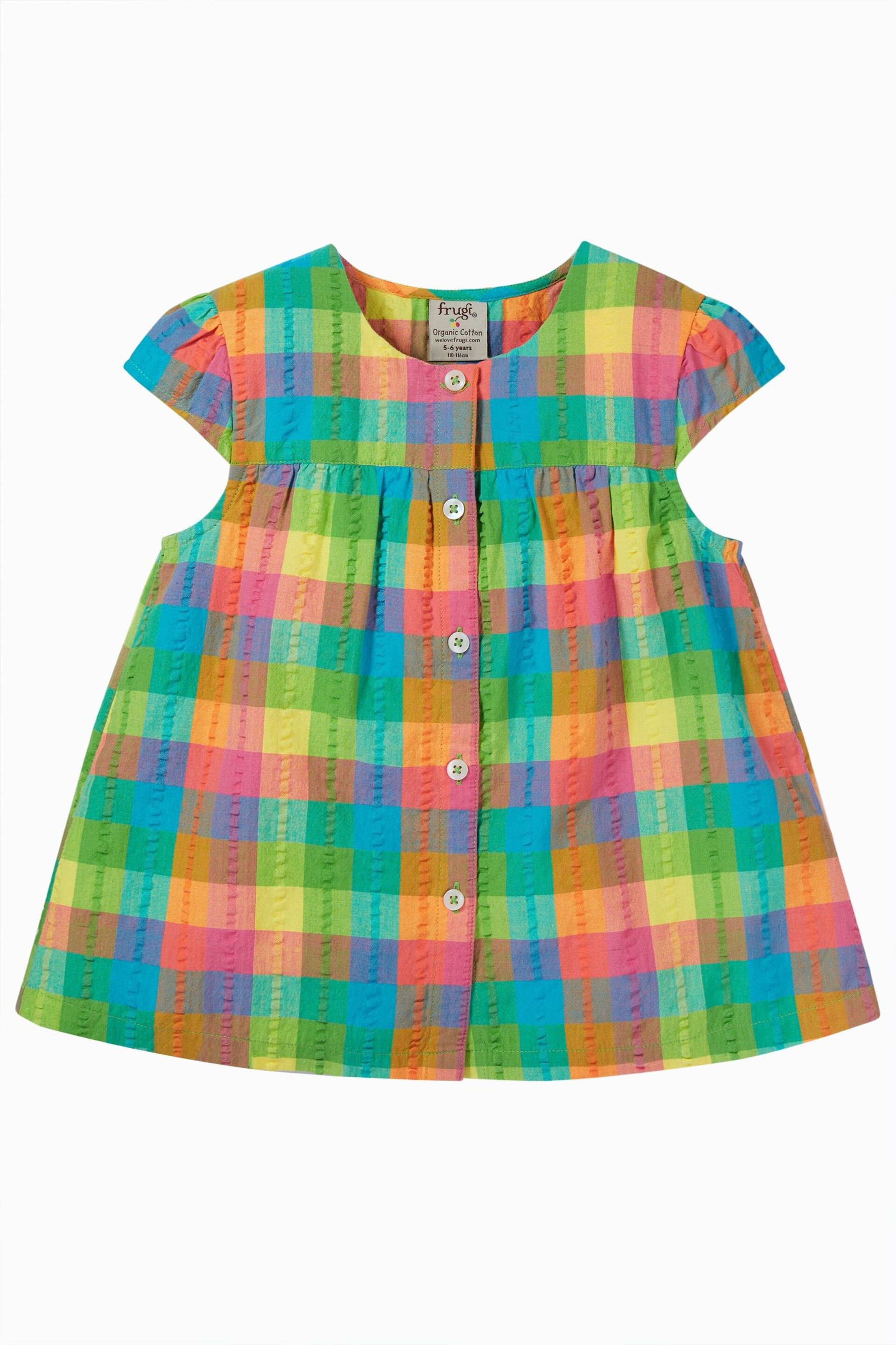 Frugi Girls Blue Checkered Dress - Image 1 of 2