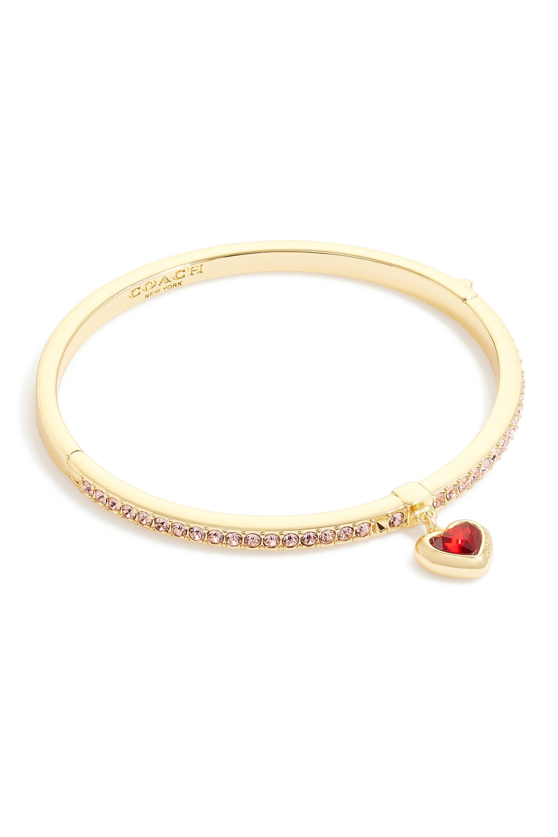 COACH Gold Tone Heart Charm Bangle - Image 1 of 3