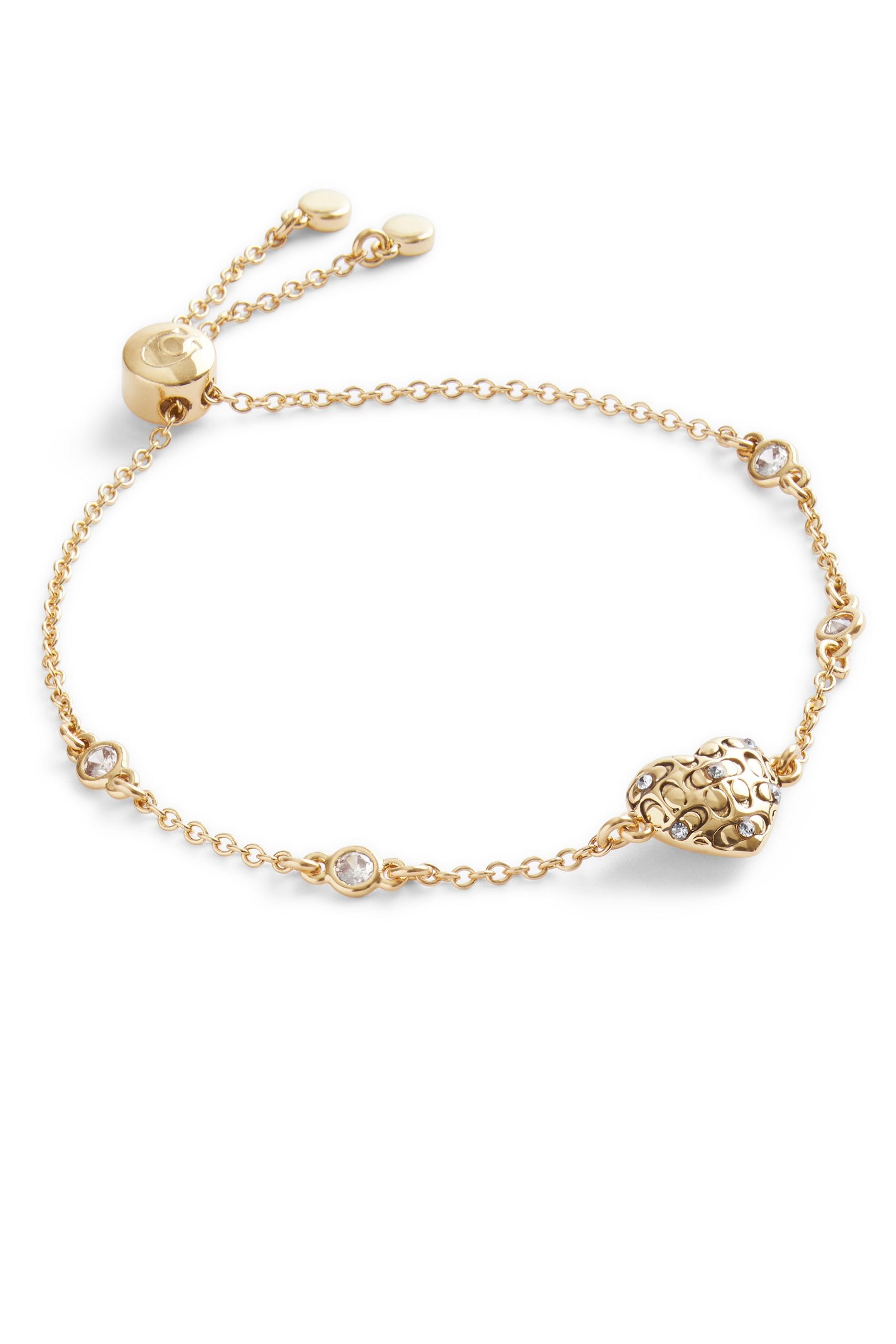 Buy COACH Gold Tone Signature Quilted Heart Slider Bracelet from Next Ireland