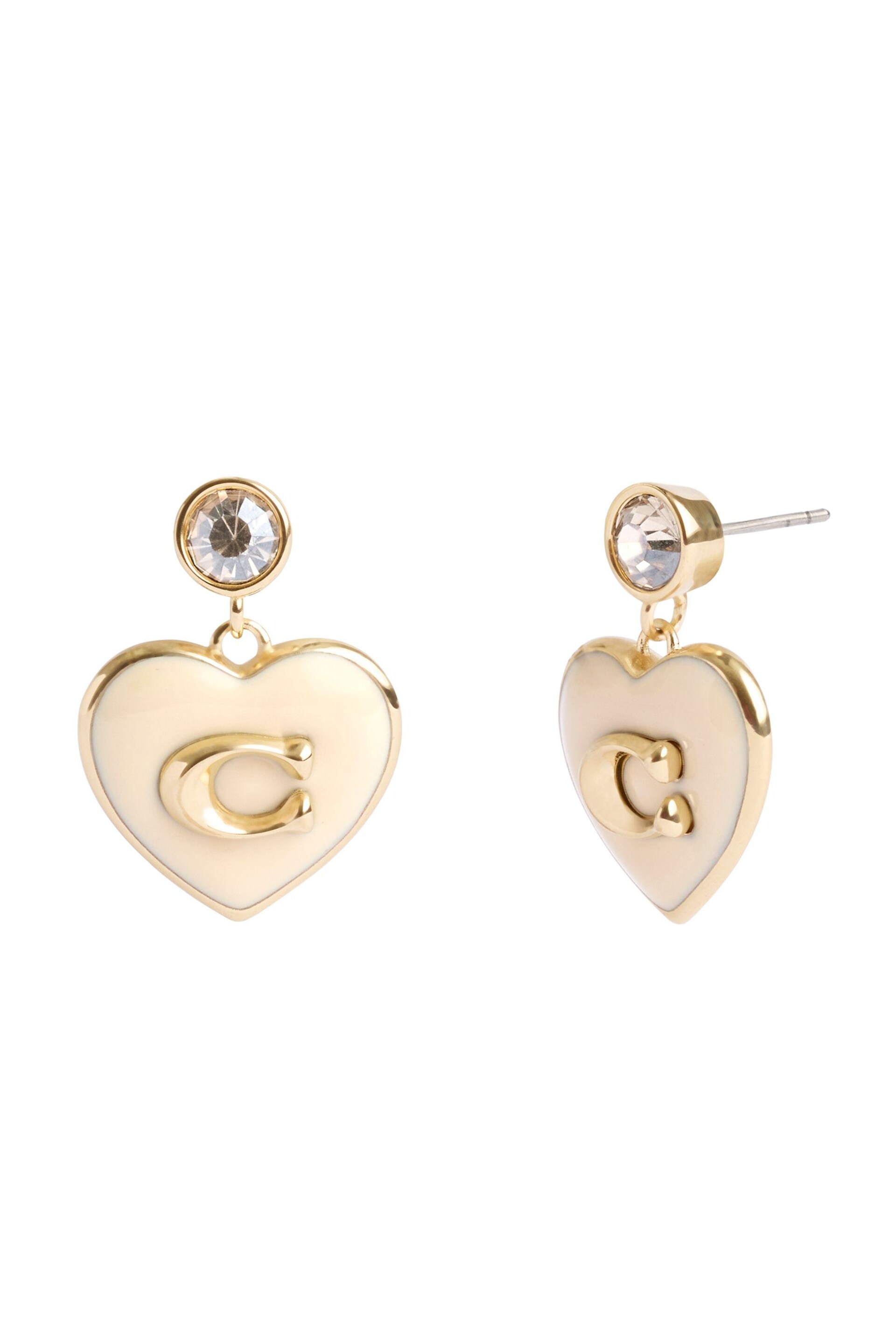 COACH Gold Tone Signature Heart Drop Boxed Earrings - Image 2 of 2