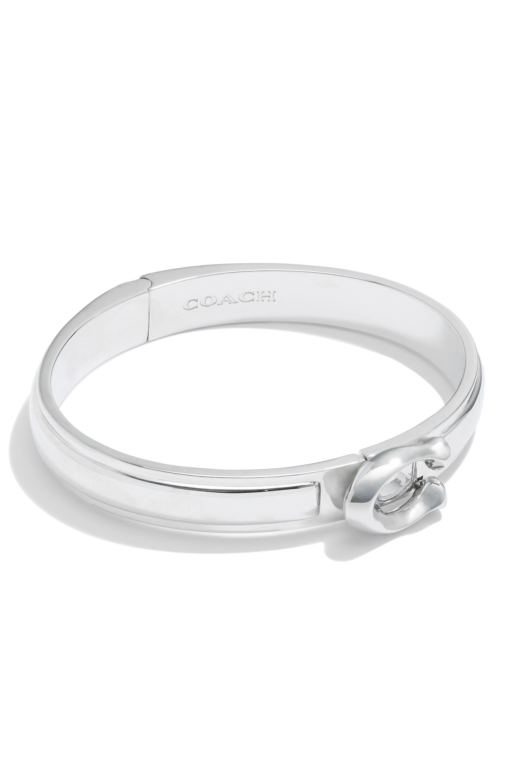 COACH Silver Signature Sculpted C Bangle Bracelet