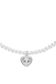 COACH Silver Tone Stone Heart Pearl Choker Necklace - Image 2 of 3