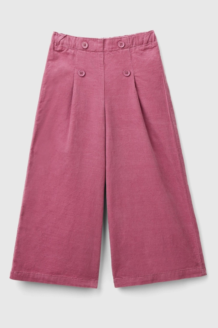 Benetton Wide Velvet Pink Trousers With Elasticated Waist - Image 1 of 3