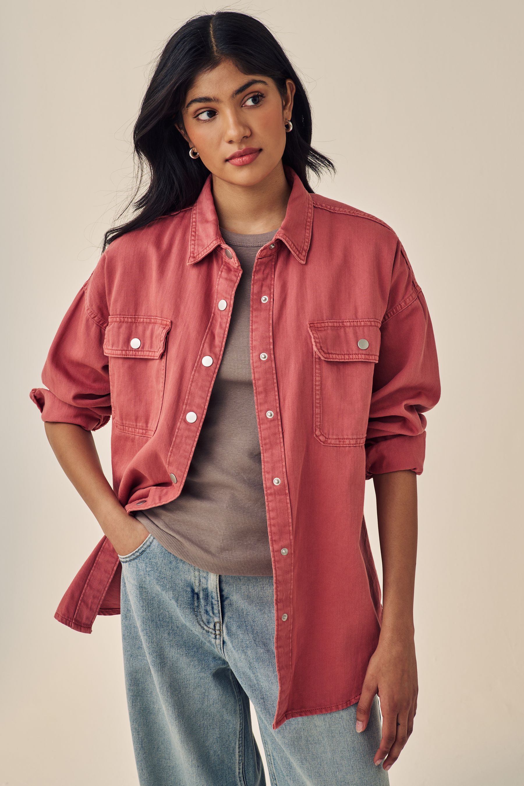 Red jeans shirt discount