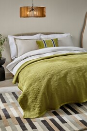 Olive Green 100% Cotton Carrie Velvet Bedspread - Image 1 of 4