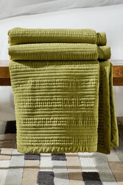 Olive Green 100% Cotton Carrie Velvet Bedspread - Image 2 of 4