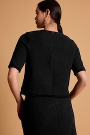 Чорний - Boucle Short Sleeve Top - Image 3 of 7