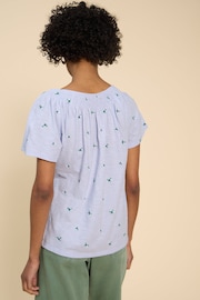 White Stuff Blue Luella Notch Neck Embroidered Top - Image 3 of 7