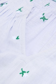 White Stuff Blue Luella Notch Neck Embroidered Top - Image 7 of 7