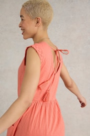 White Stuff Orange Broderie Jersey Dress - Image 4 of 7