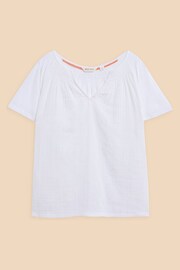 White Stuff White Notch Neck Luella Embroidered Top - Image 5 of 7