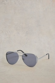 White Stuff Silver Tone Hana Aviator Sunglasses - Image 1 of 4