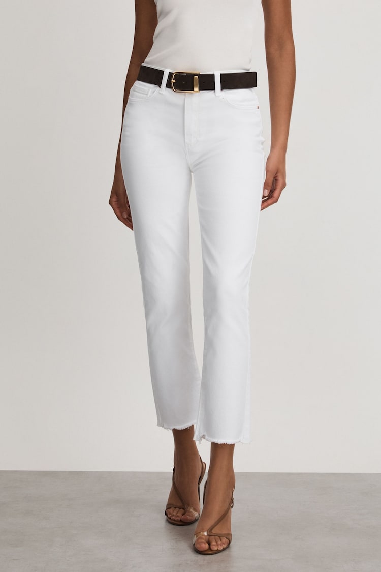 Paige Straight Leg Raw Hem Jeans - Image 1 of 5