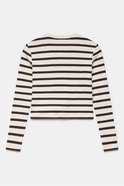 Mint Velvet Cream Striped Sleeved Cardigan - Image 3 of 4