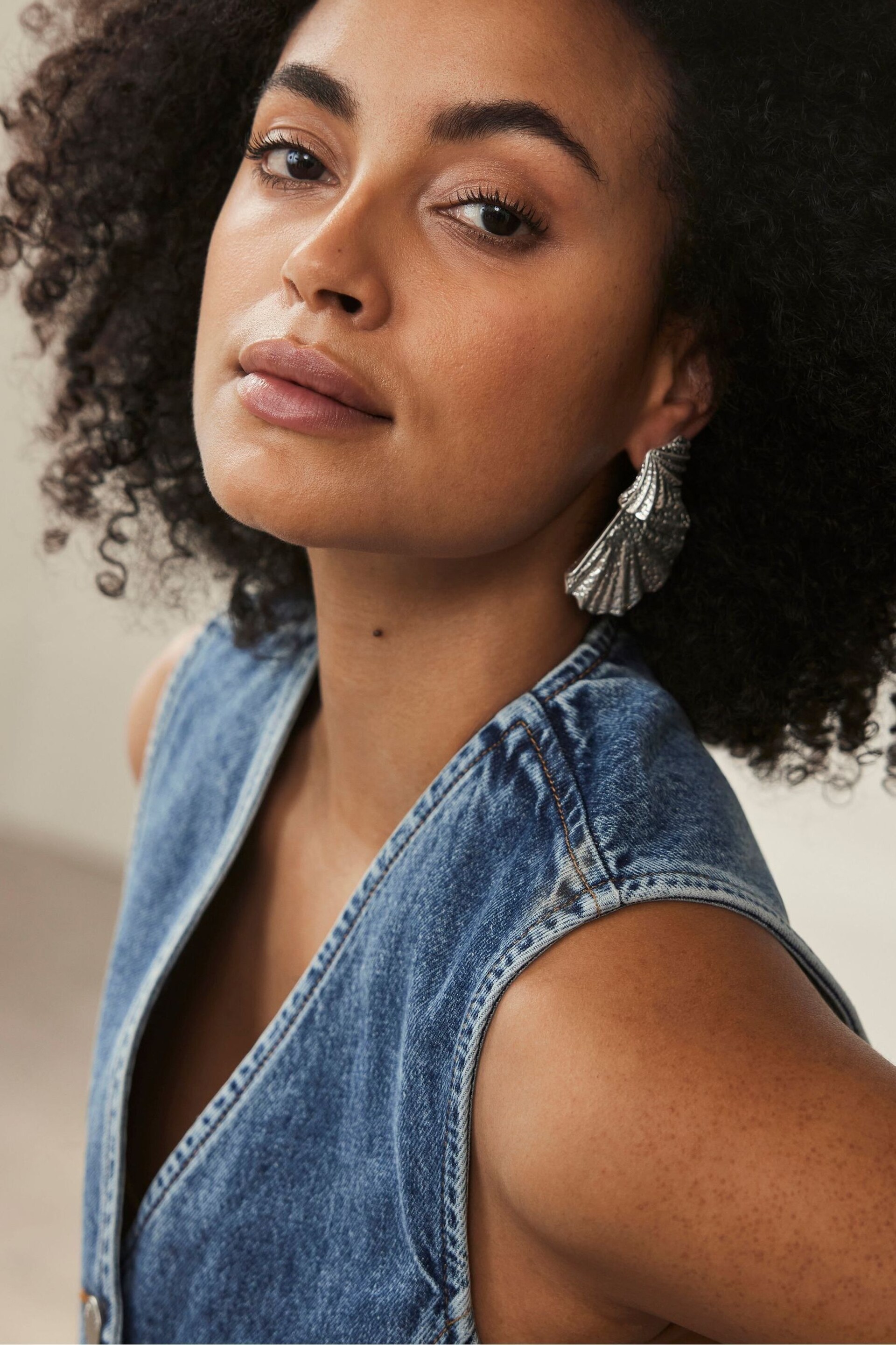 Mint Velvet Silver Tone Fan Earrings - Image 1 of 5