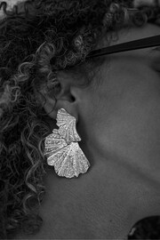 Mint Velvet Silver Tone Fan Earrings - Image 3 of 5