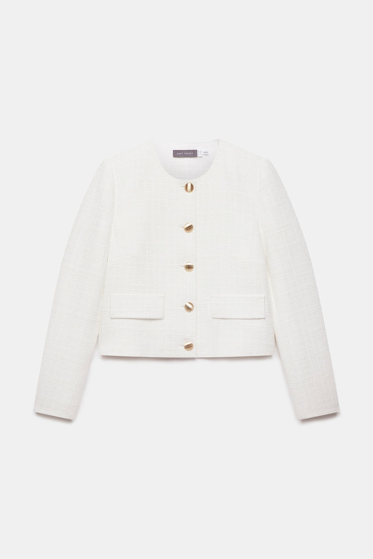 Mint Velvet White Boucle Pocket Jacket - Image 2 of 3