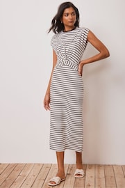 Mint Velvet Brown Twist Stripe Jersey Dress - Image 1 of 4