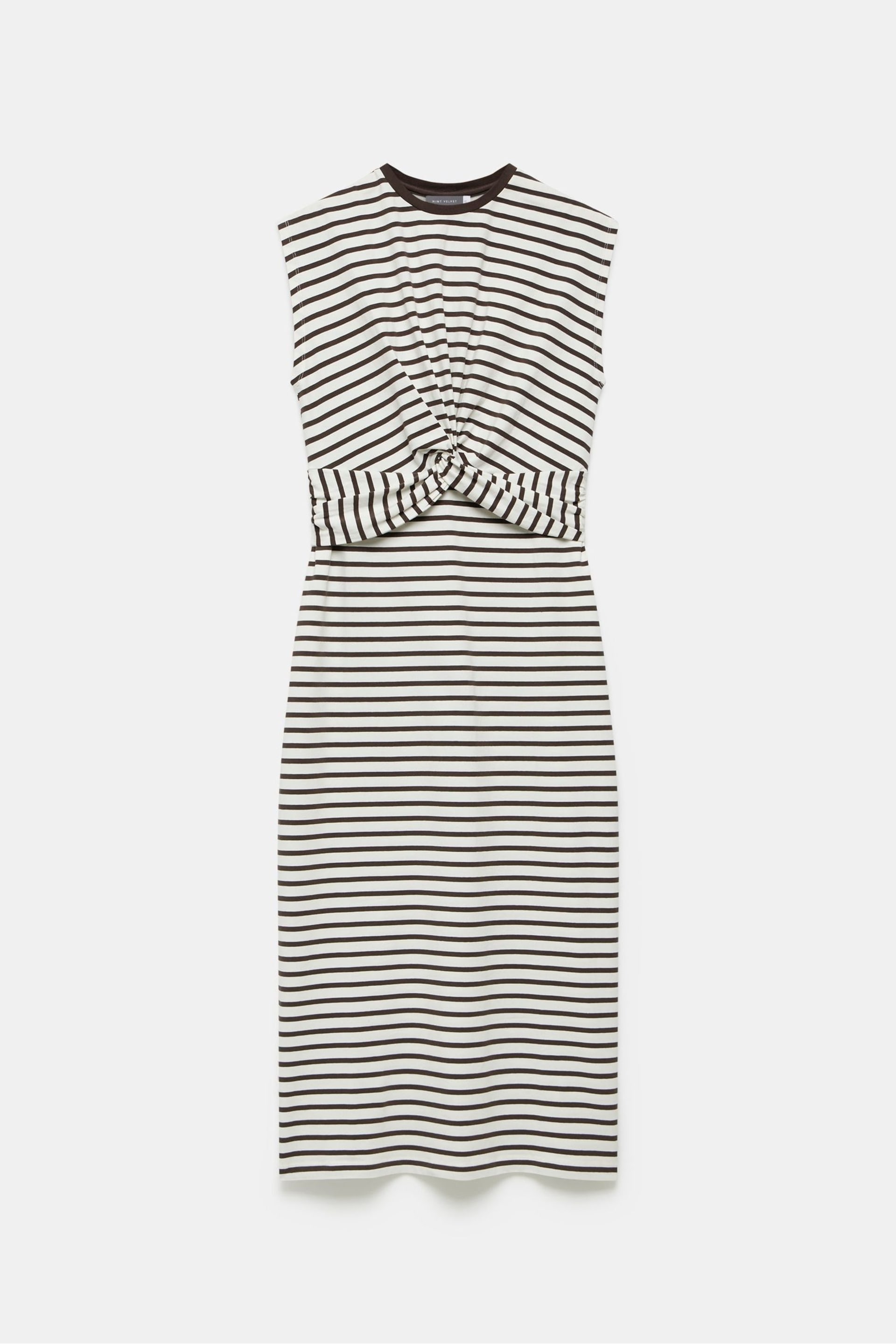 Mint Velvet Brown Twist Stripe Jersey Dress - Image 3 of 4