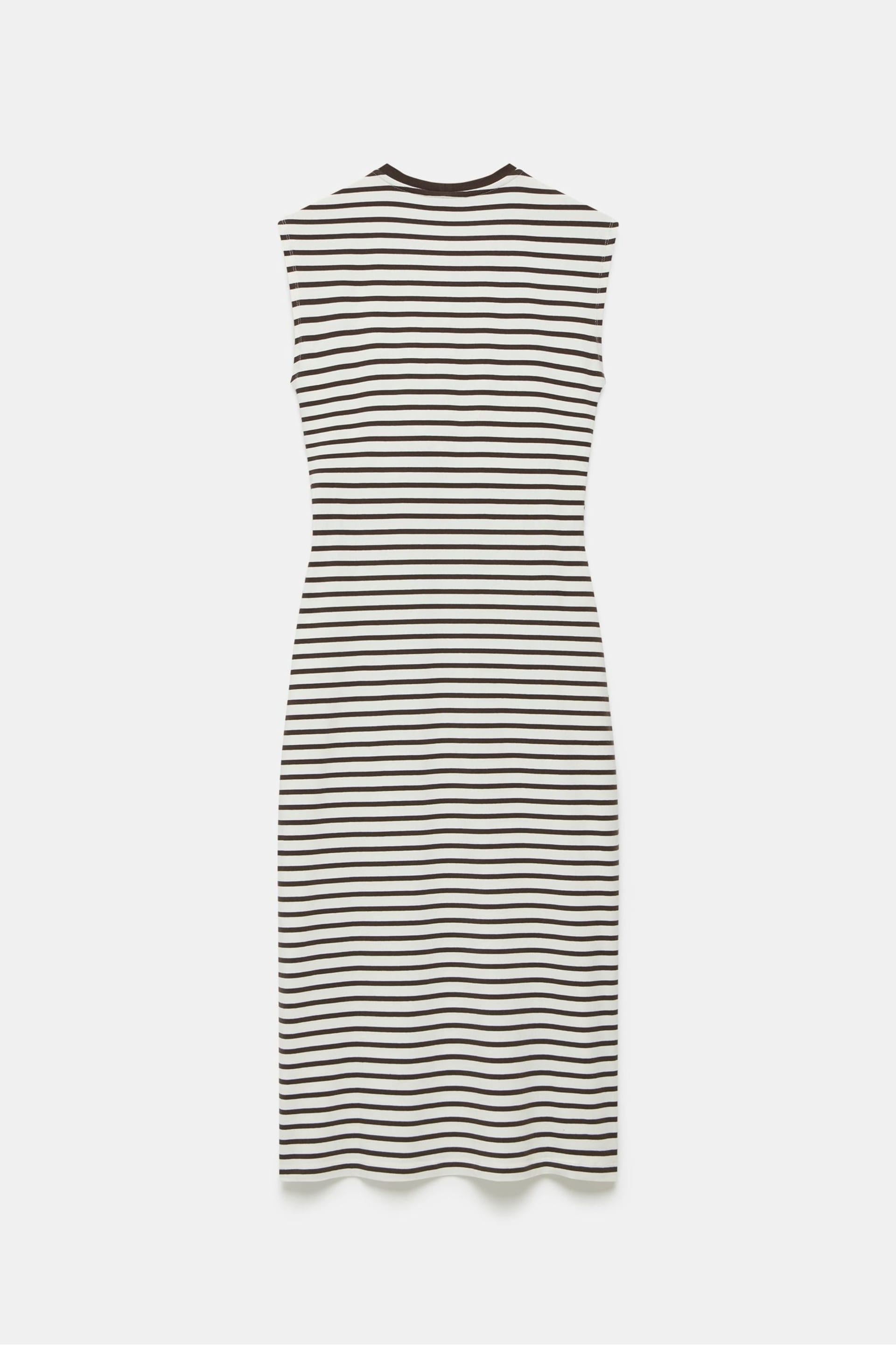 Mint Velvet Brown Twist Stripe Jersey Dress - Image 4 of 4