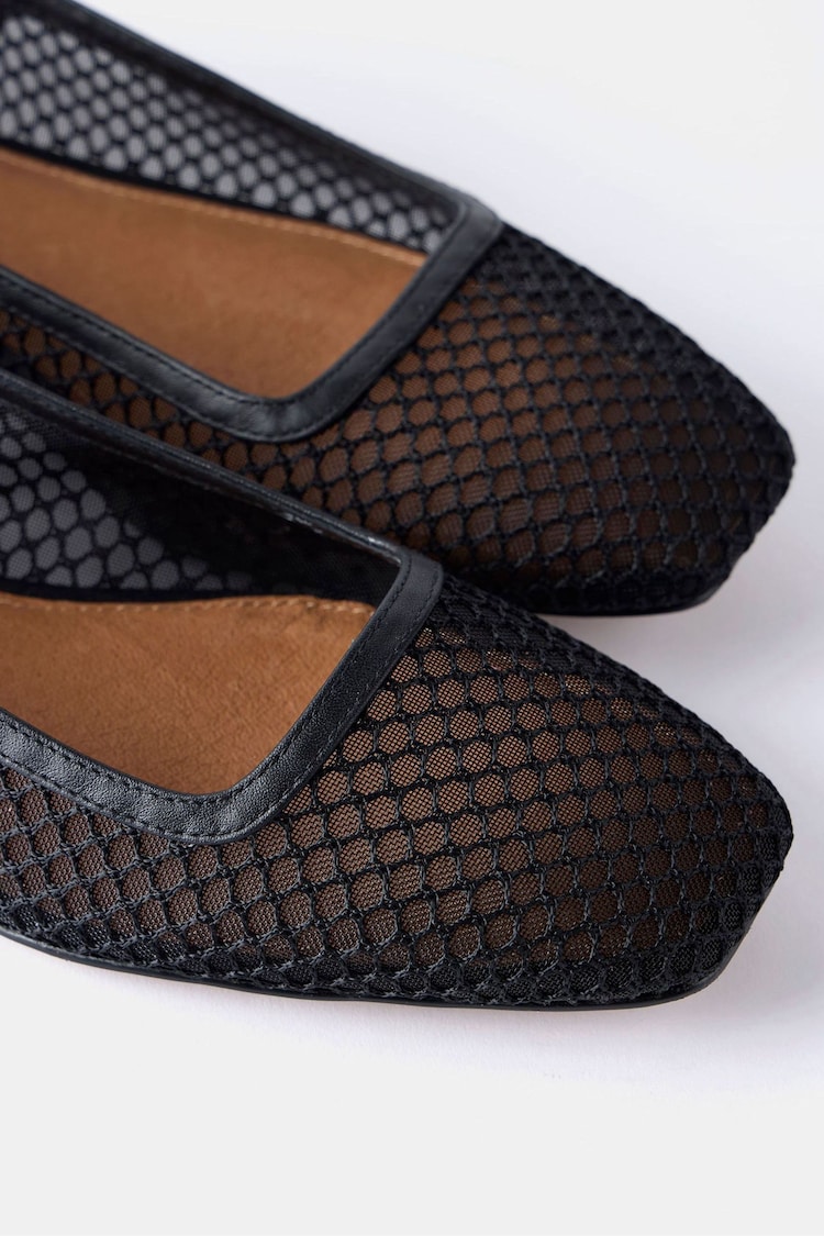 Mint Velvet Black Mesh Ballet Pumps - Image 5 of 5