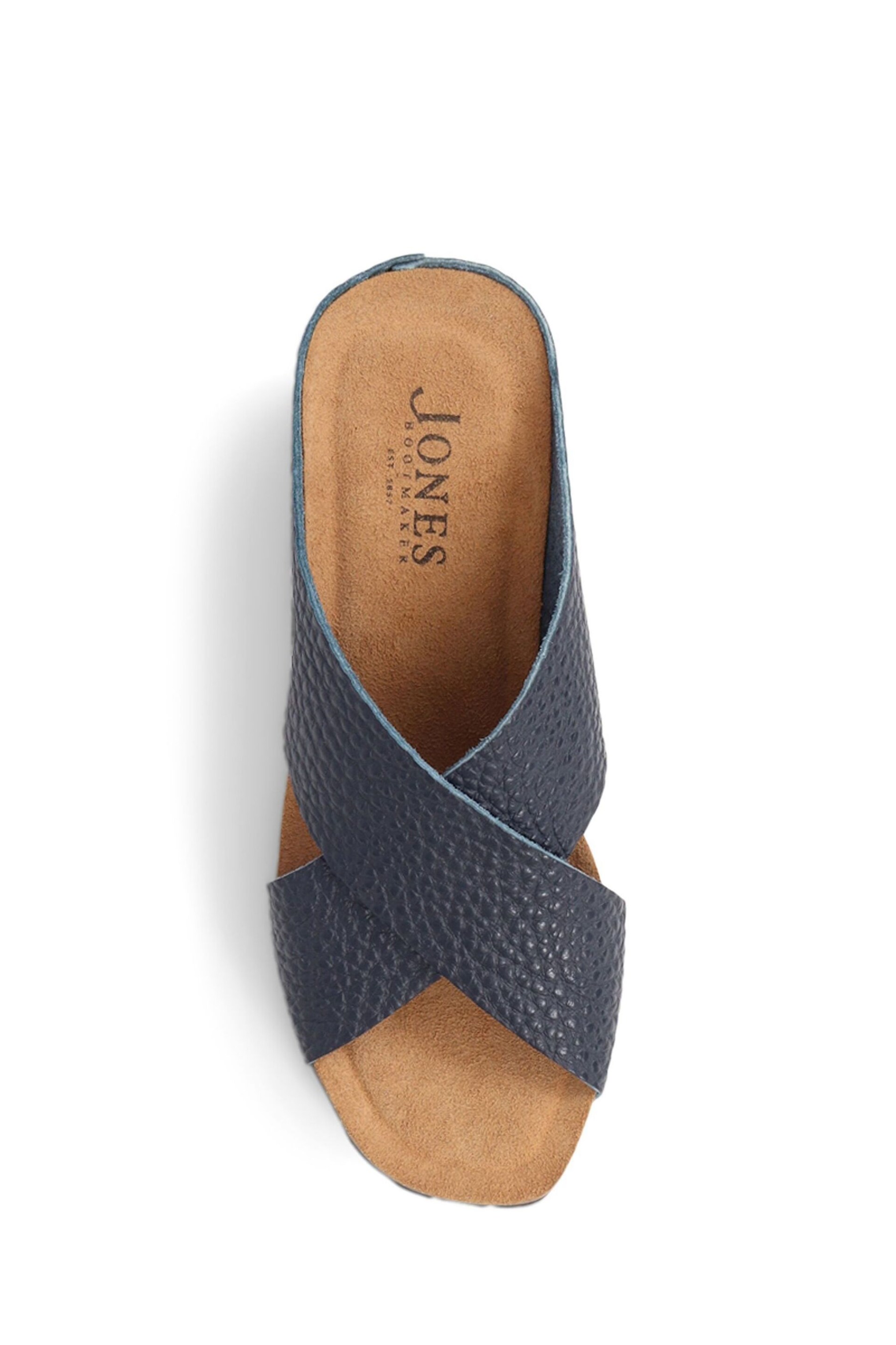 Jones Bootmaker Blue Tansy Leather Wedges Mules Sandals - Image 4 of 5