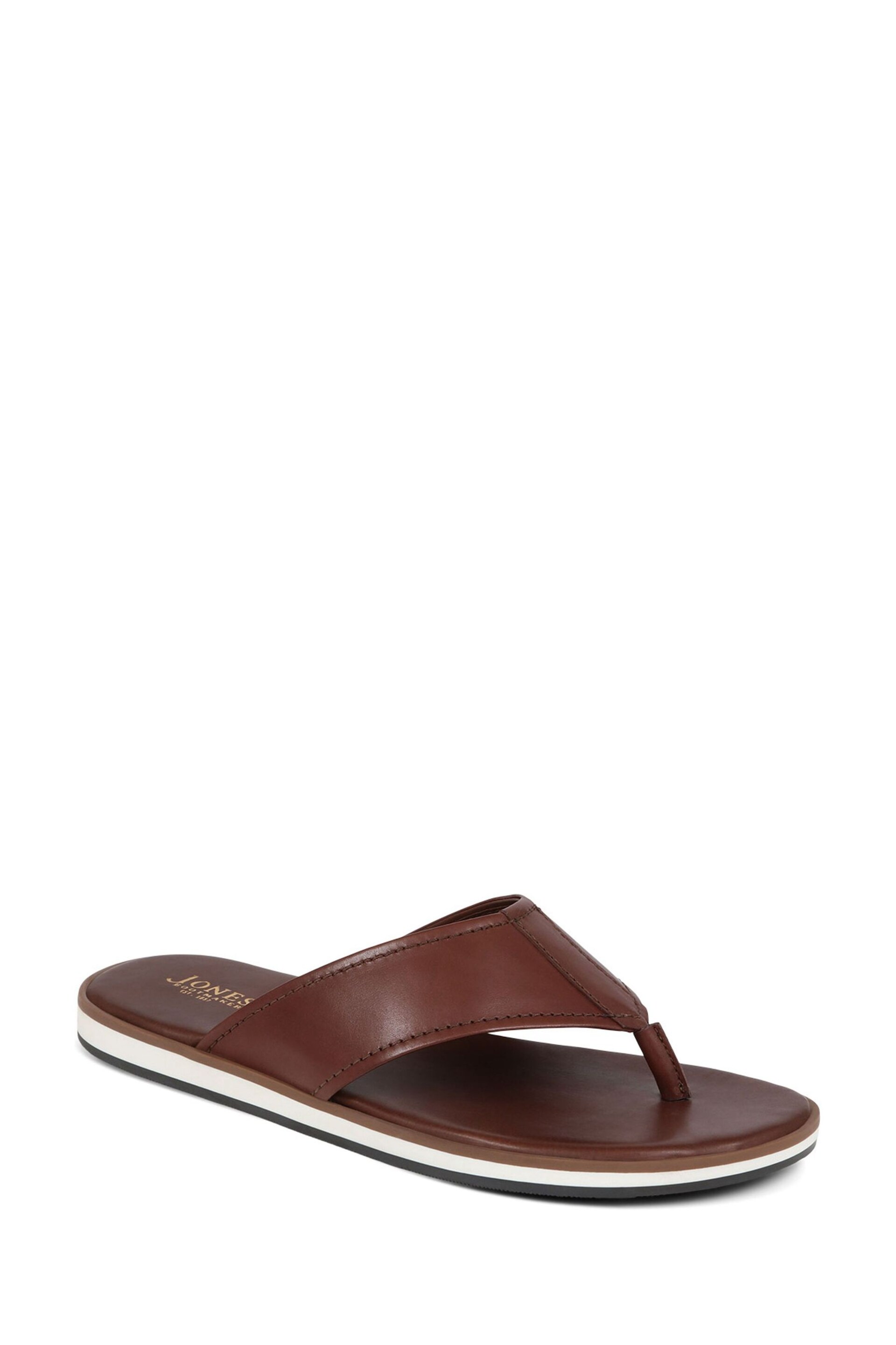 Jones Bootmaker Wealdstone Leather Toe Post Brown Sandals - Image 3 of 6