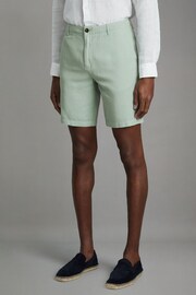 Reiss Mint Ezra Cotton Blend Internal Drawstring Shorts - Image 3 of 6