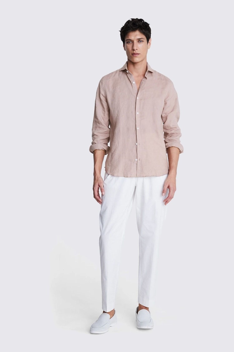 MOSS Light Pink Tailored Fit 100% Linen Shirt - Image 2 of 6