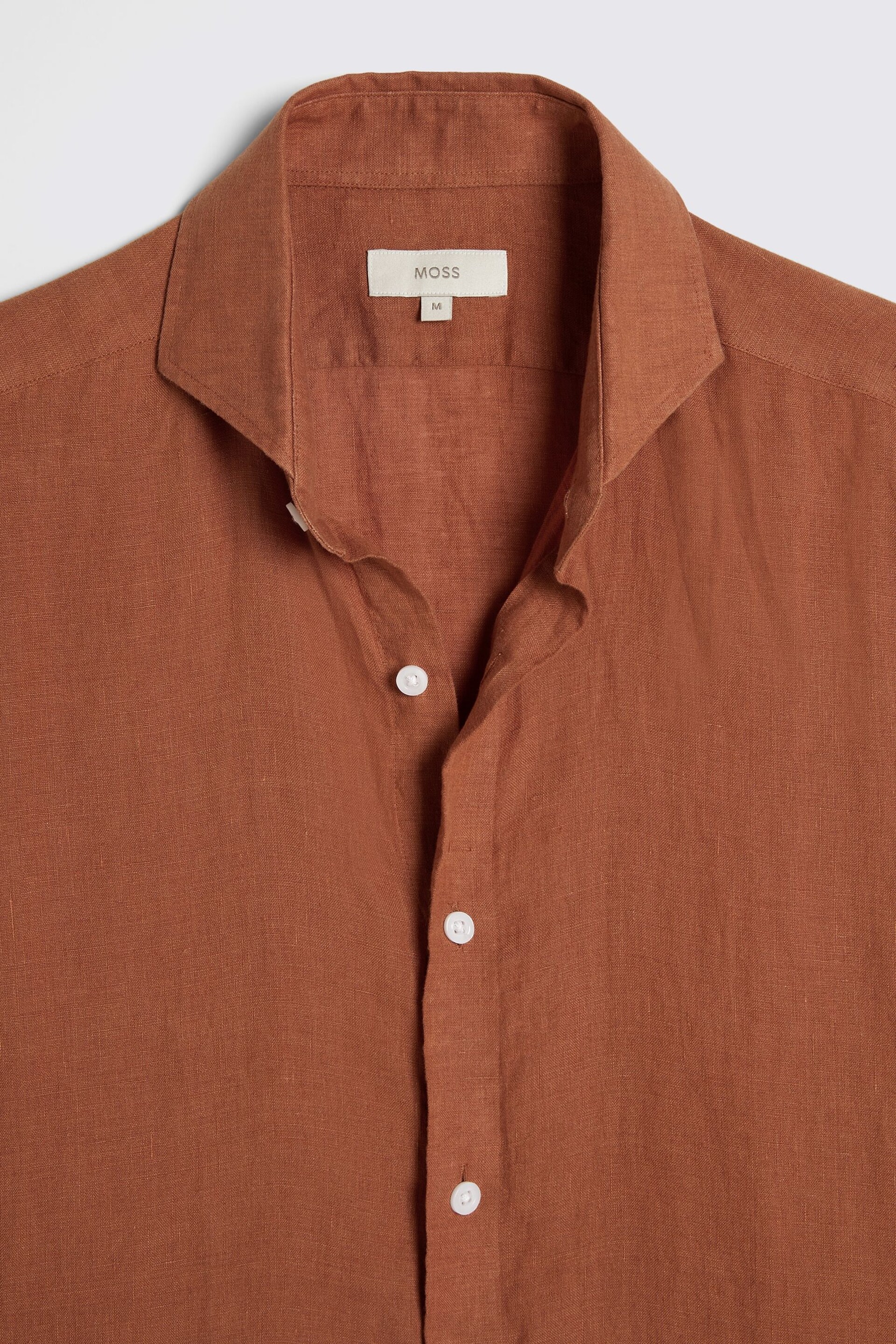 MOSS Red Tailored Fit Linen Shirt - Image 4 of 4