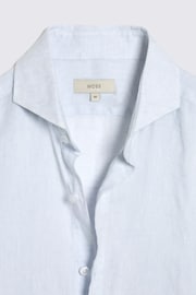 MOSS Light Blue Tailored Fit 100% Linen Shirt - Image 6 of 6