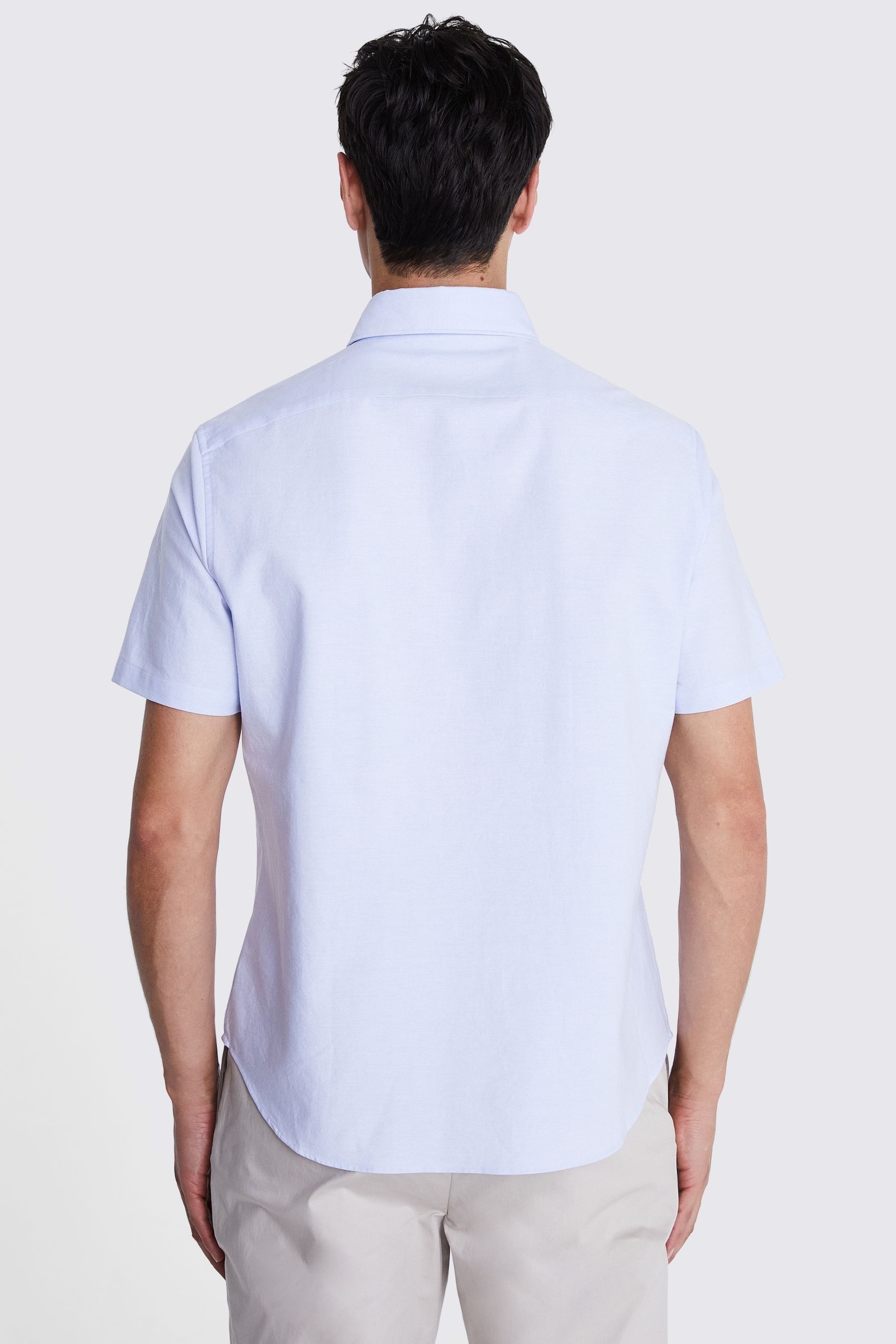 MOSS Blue Short Sleeve Washed Oxford Shirt - Image 3 of 4