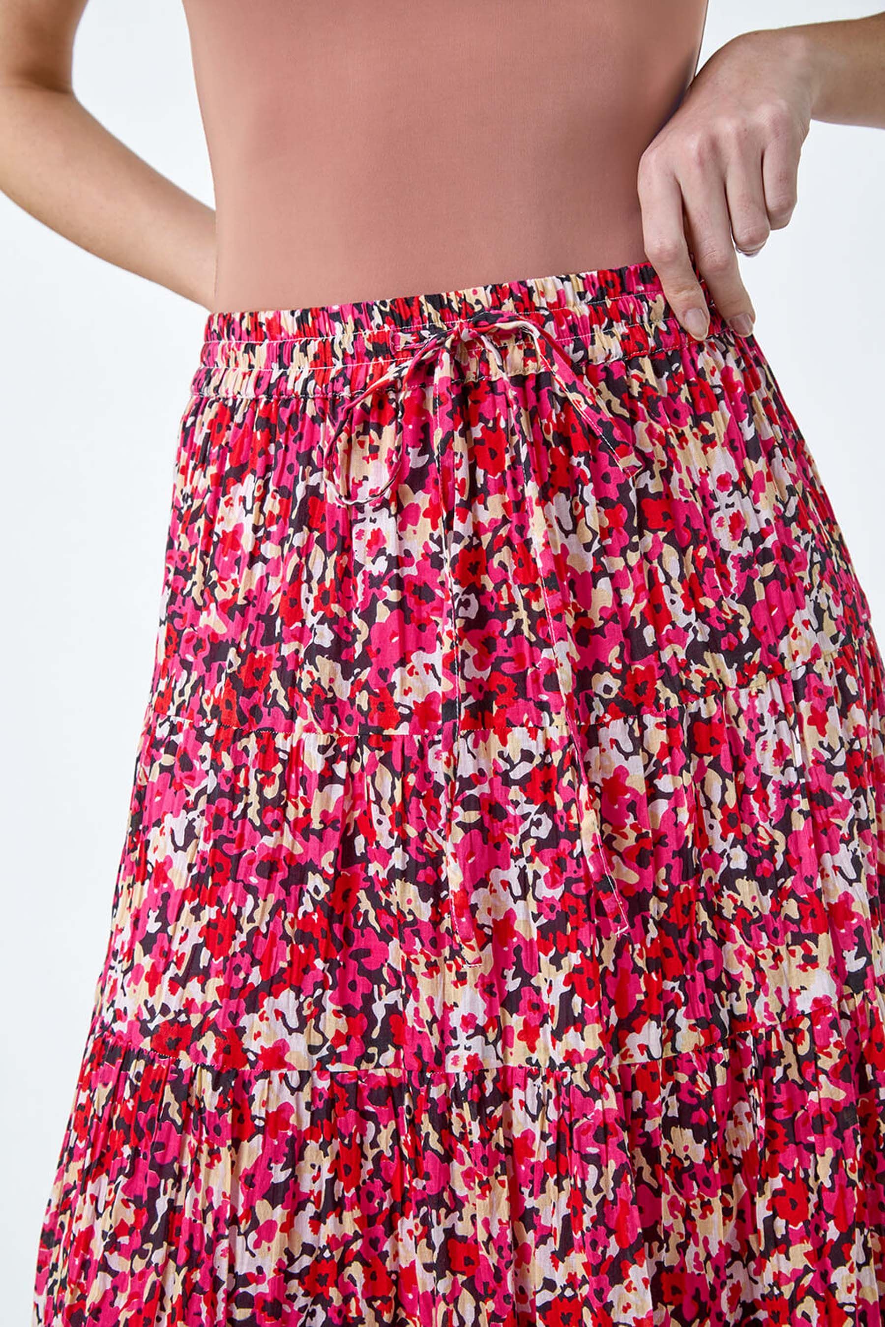 Pink tiered maxi skirt best sale