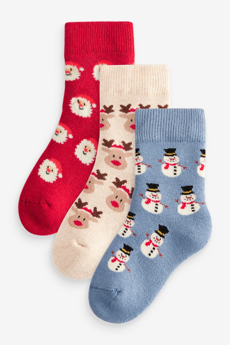 Multi Cotton Rich Christmas Baby Socks 3 Pack - Image 1 of 6