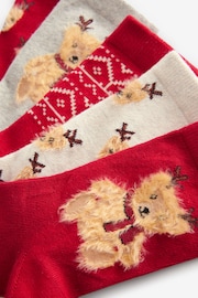 Red/Cream Bear Cotton Rich Christmas Socks 5 Pack - Image 7 of 8