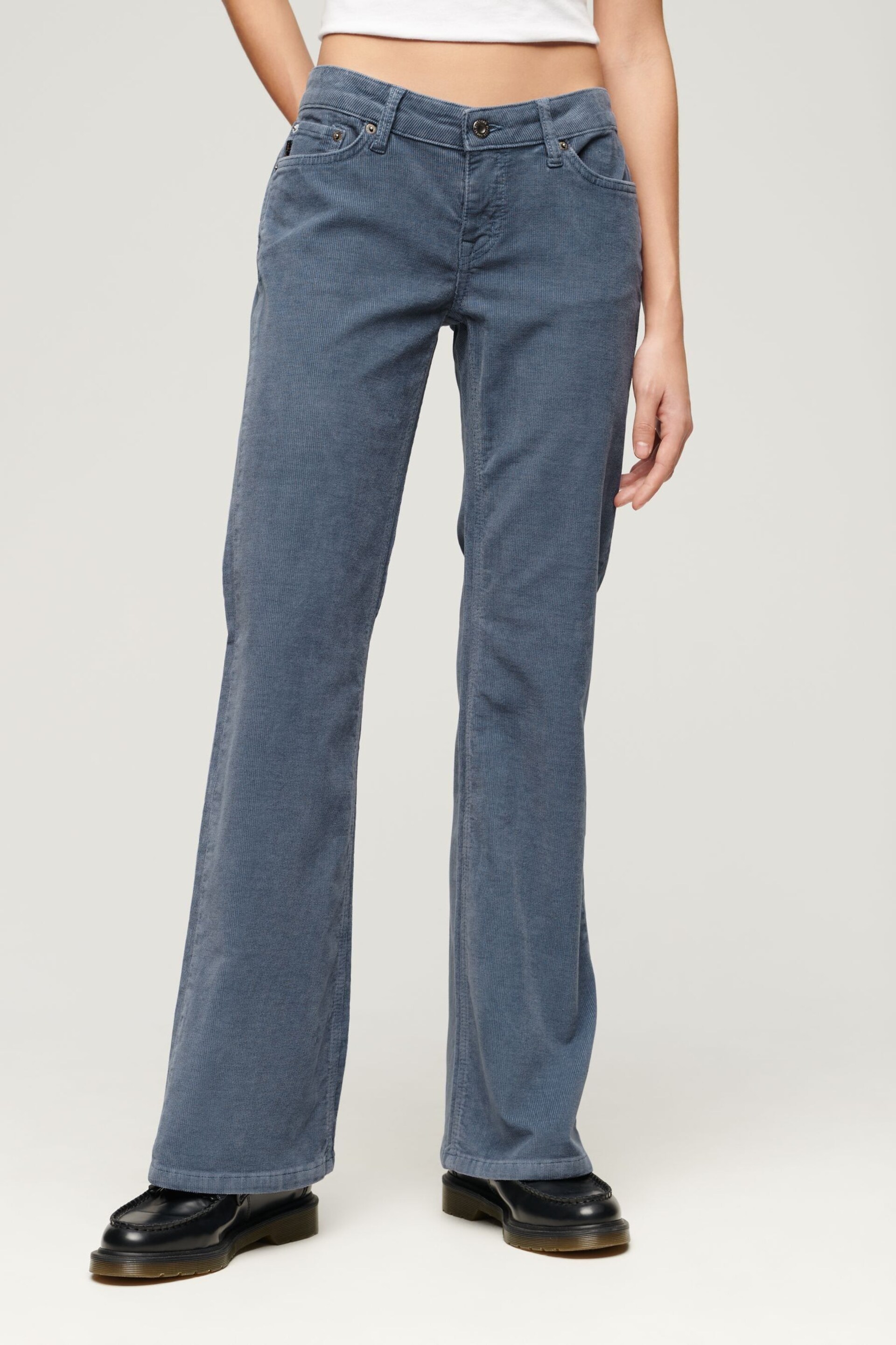 Superdry Blue Low Rise Cord Flare Jeans - Image 1 of 3