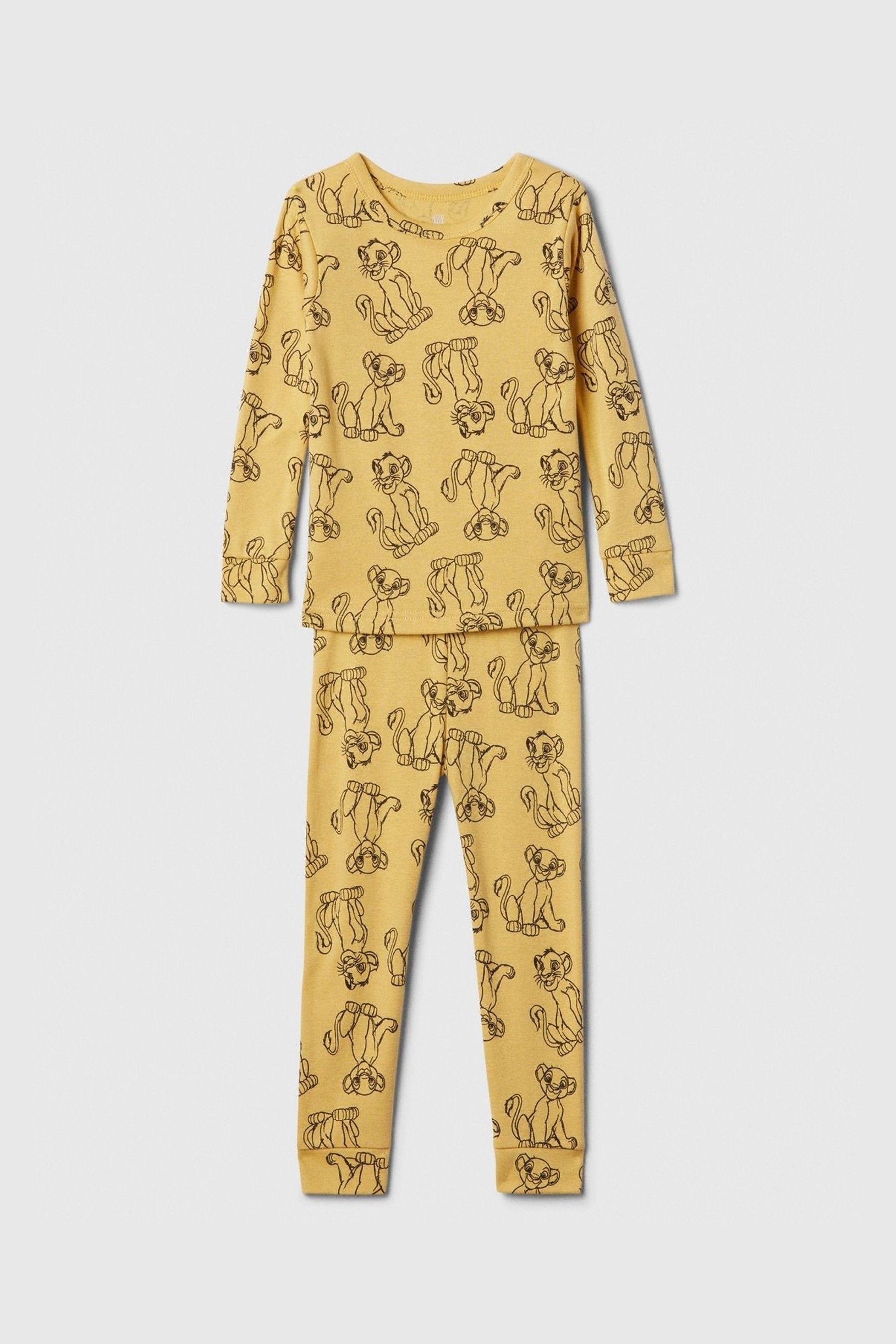 Gap Yellow Simba Disney Lion King Cotton Long Sleeve Pyjama Set 6mths 5yrs