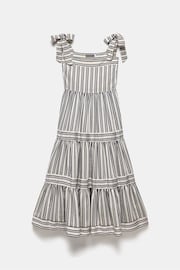 Mint Velvet White Striped Tie Midi Dress - Image 3 of 4