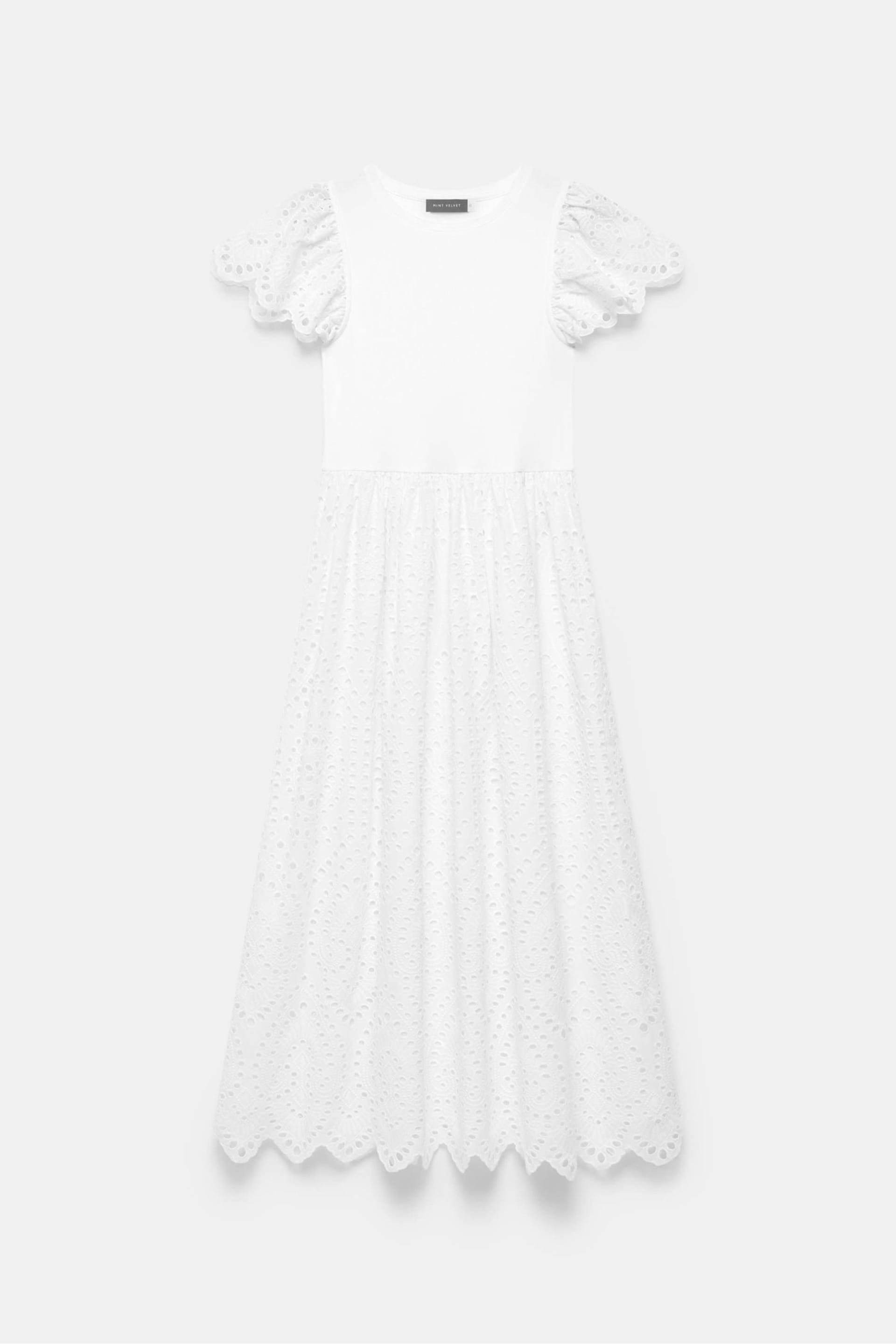 Mint Velvet White Broderie Midi Dress - Image 3 of 4