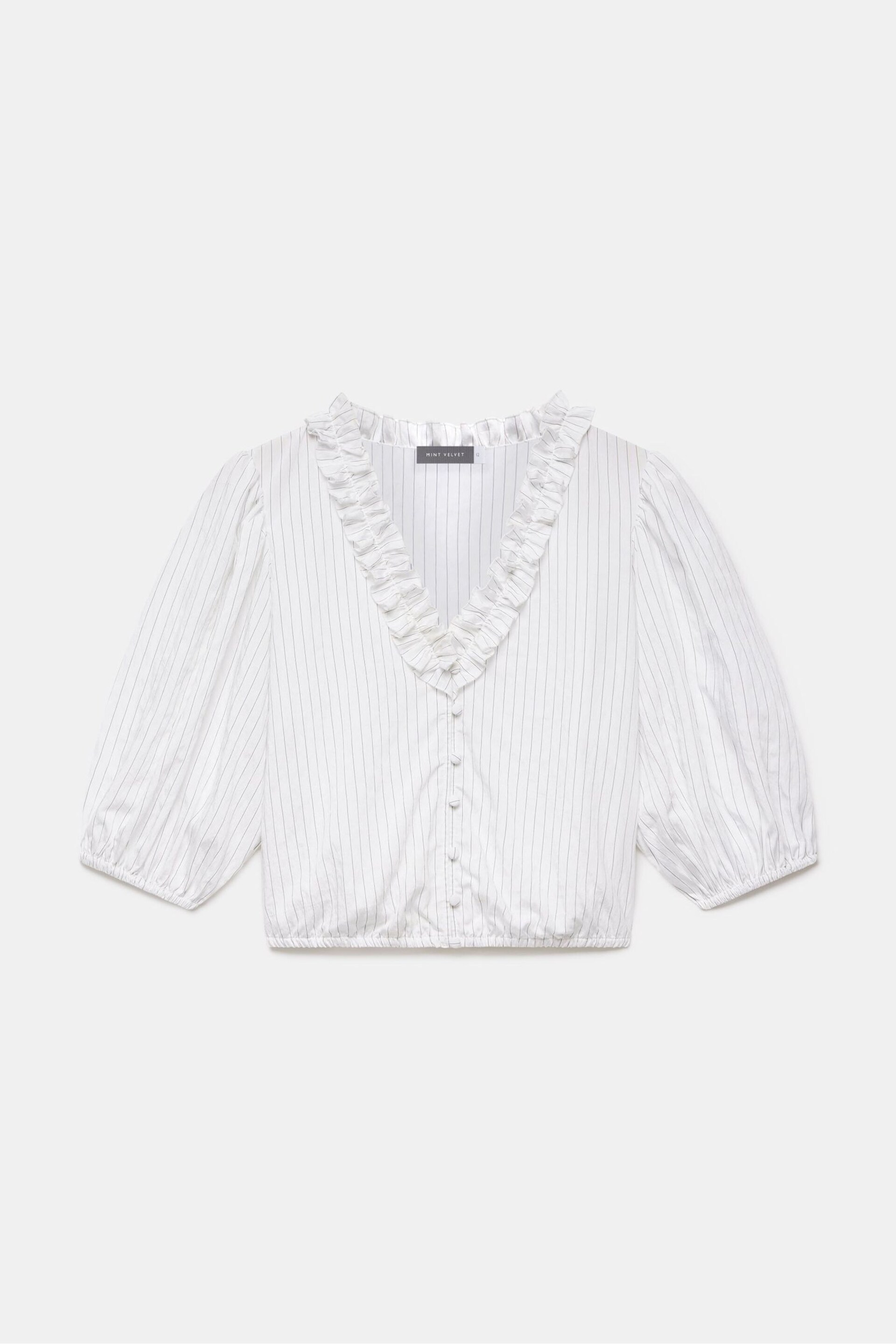 Mint Velvet White Striped Ruffle Top - Image 3 of 3