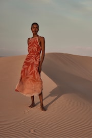 Mint Velvet Orange Printed Halter Maxi Dress - Image 1 of 4