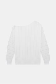 Mint Velvet White Stripe Batwing Jumper - Image 3 of 4