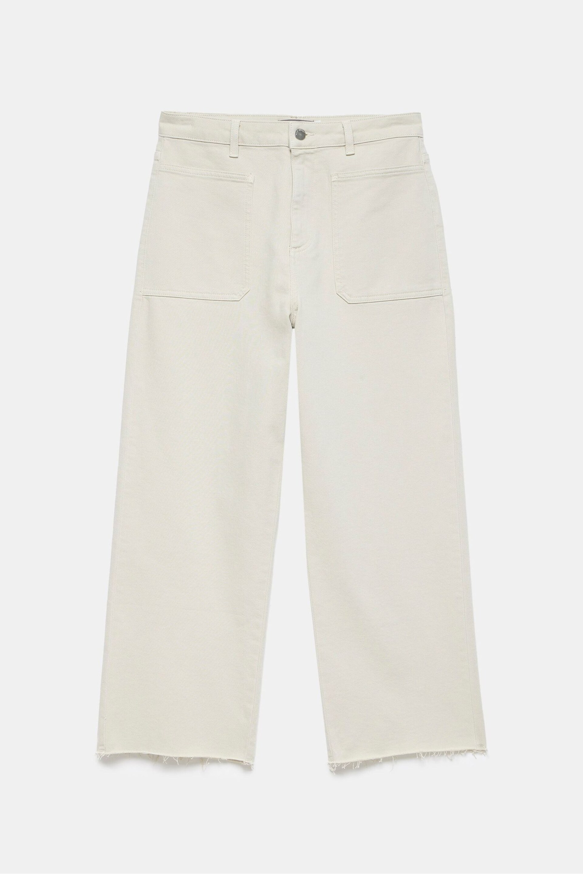 Mint Velvet Cream Beige Cropped Wide Jeans - Image 3 of 4