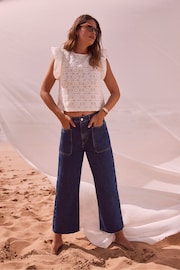 Mint Velvet Blue Mid Indigo Crop Wide Jeans - Image 2 of 5