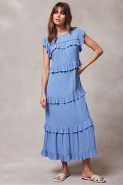 Mint Velvet Blue Ruffle Midi Dress - Image 2 of 4