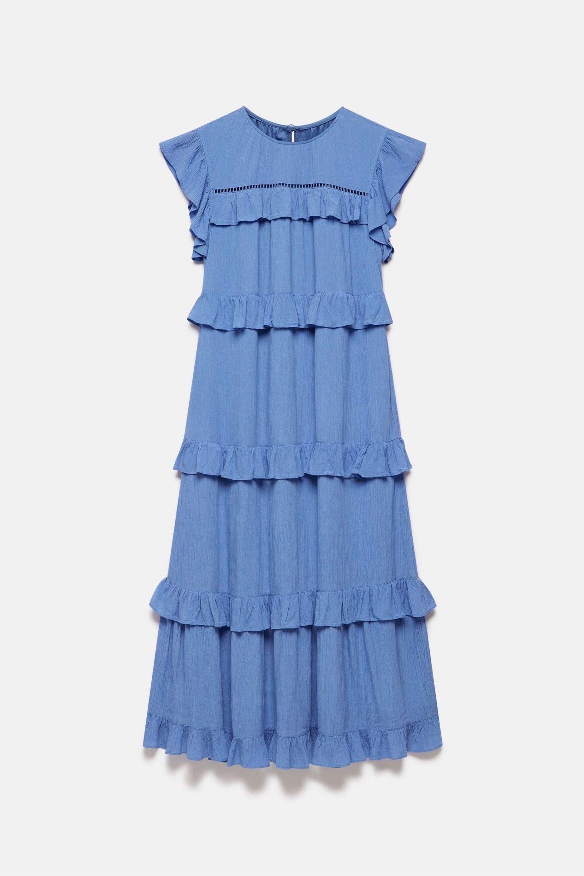 Mint Velvet Blue Ruffle Midi Dress - Image 3 of 4