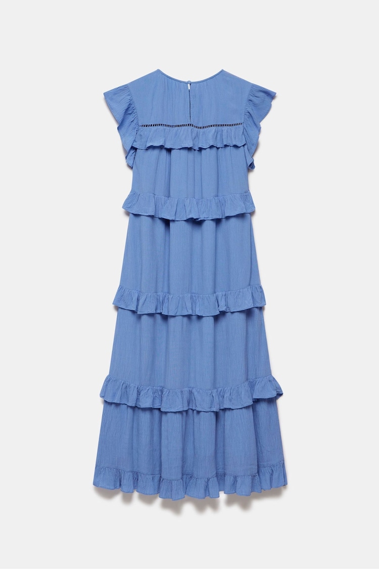 Mint Velvet Blue Ruffle Midi Dress - Image 4 of 4