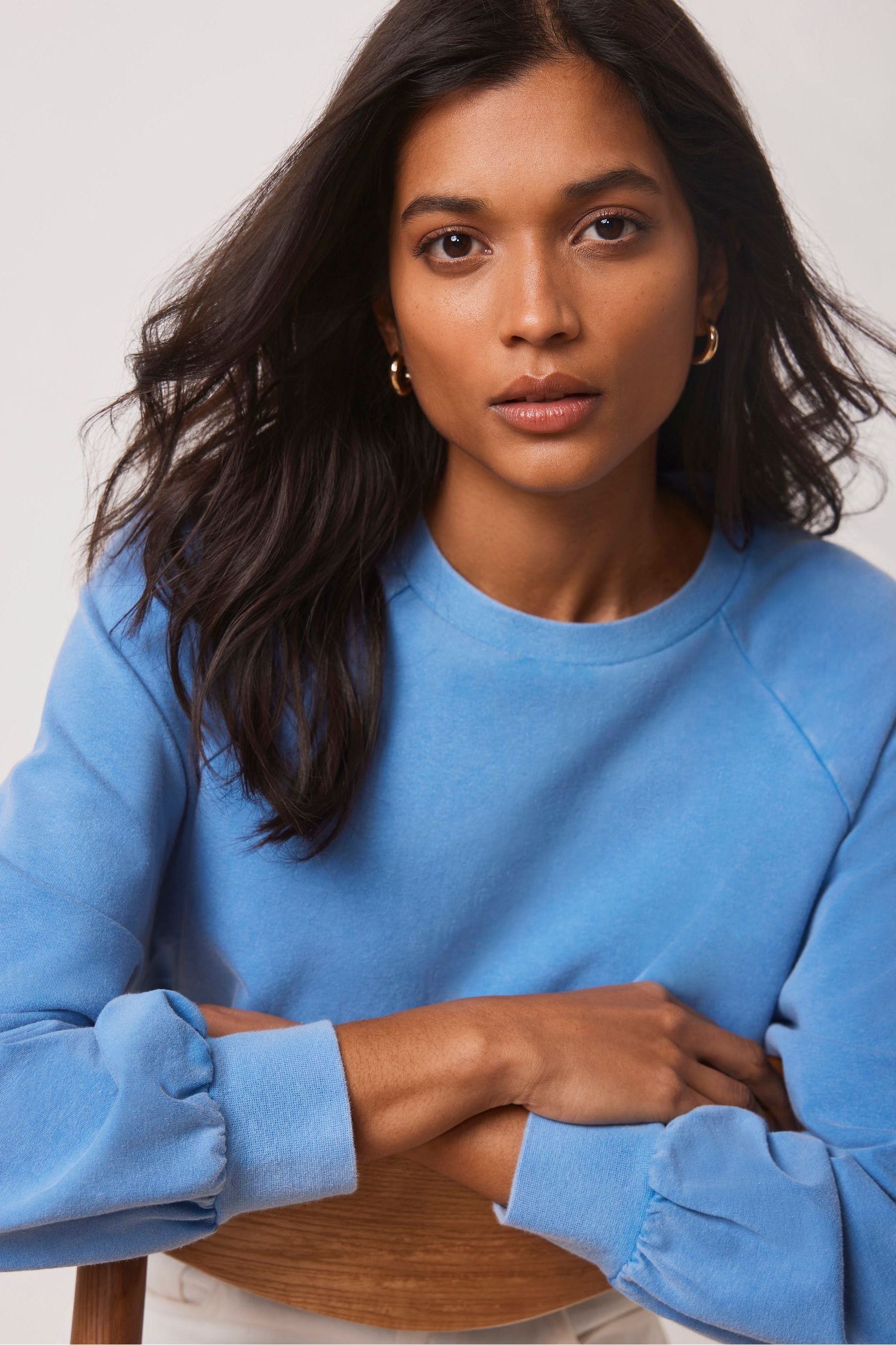 Mint blue sweatshirt top