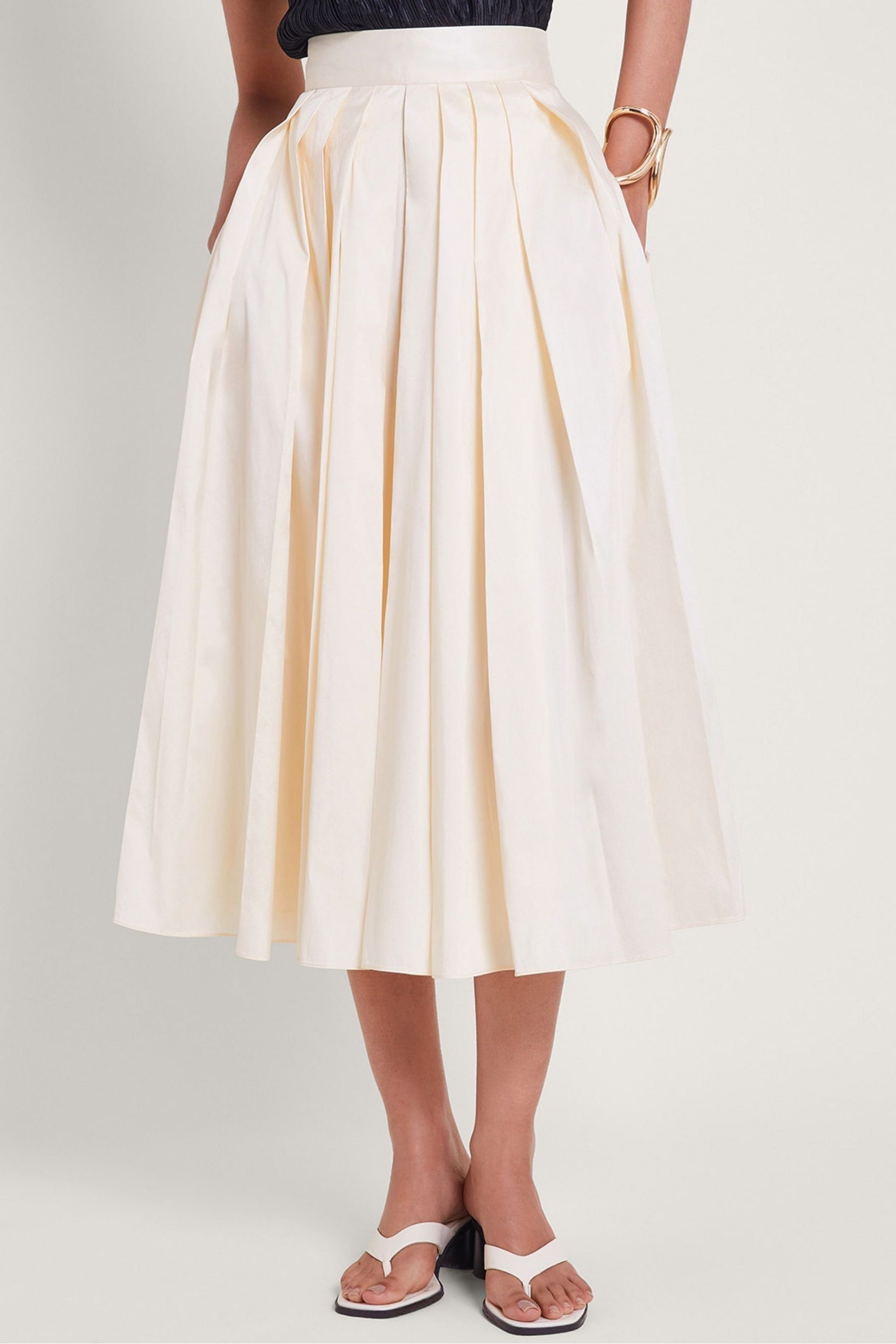 Monsoon Cream Tully Taffeta Skirt 10 Womens