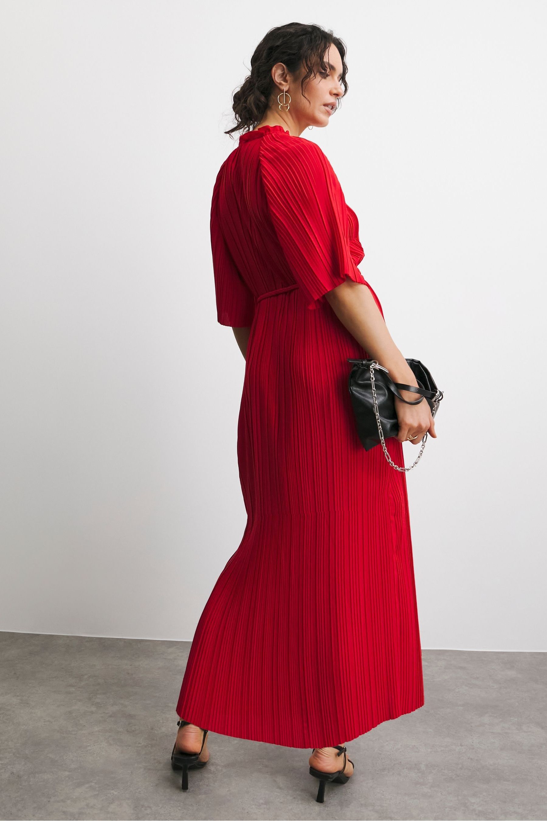 Buy JD Williams Red Pleated Occasion Button Through Dress from the Next UK online shop